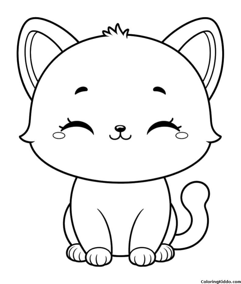 A cheerful cat smiling with her eyes closed.