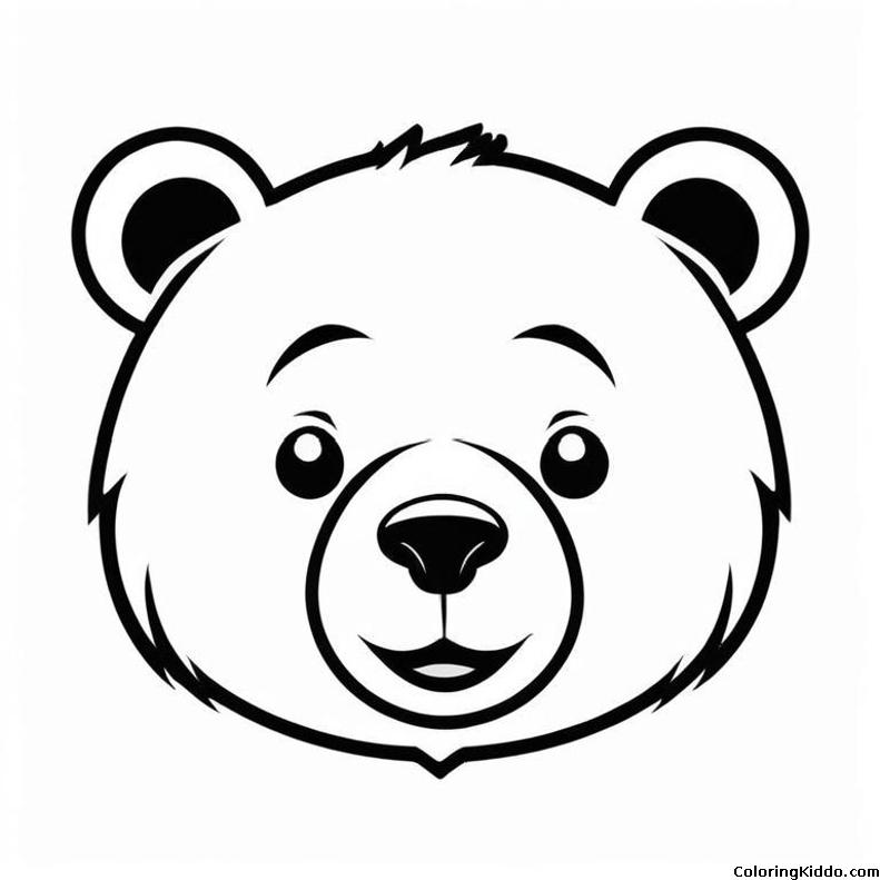 coloring page of a cute grizzly bear face