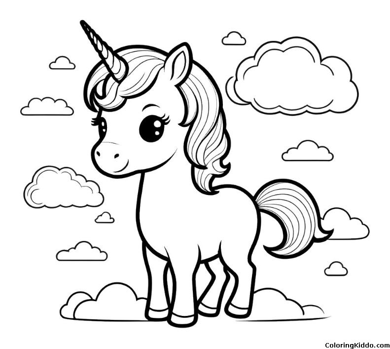 a cute unicorn on the clouds