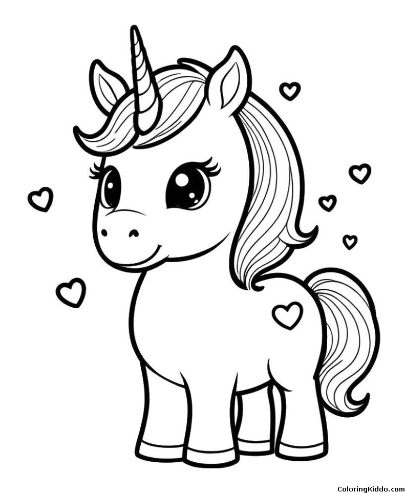 a cute unicorn with hearts