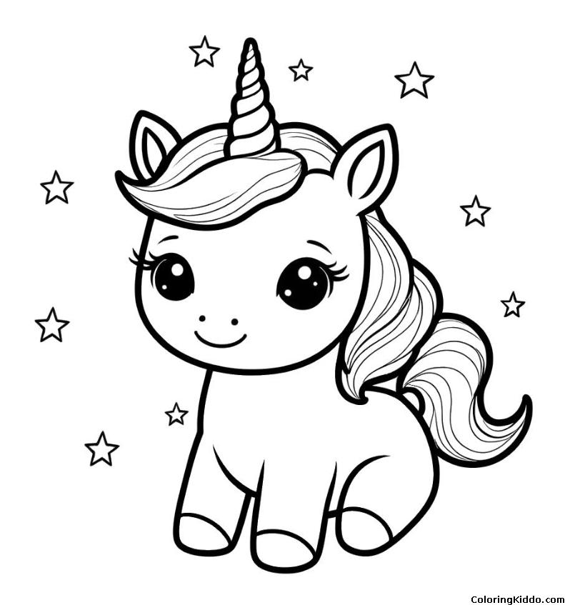 a friendly unicorn with stars