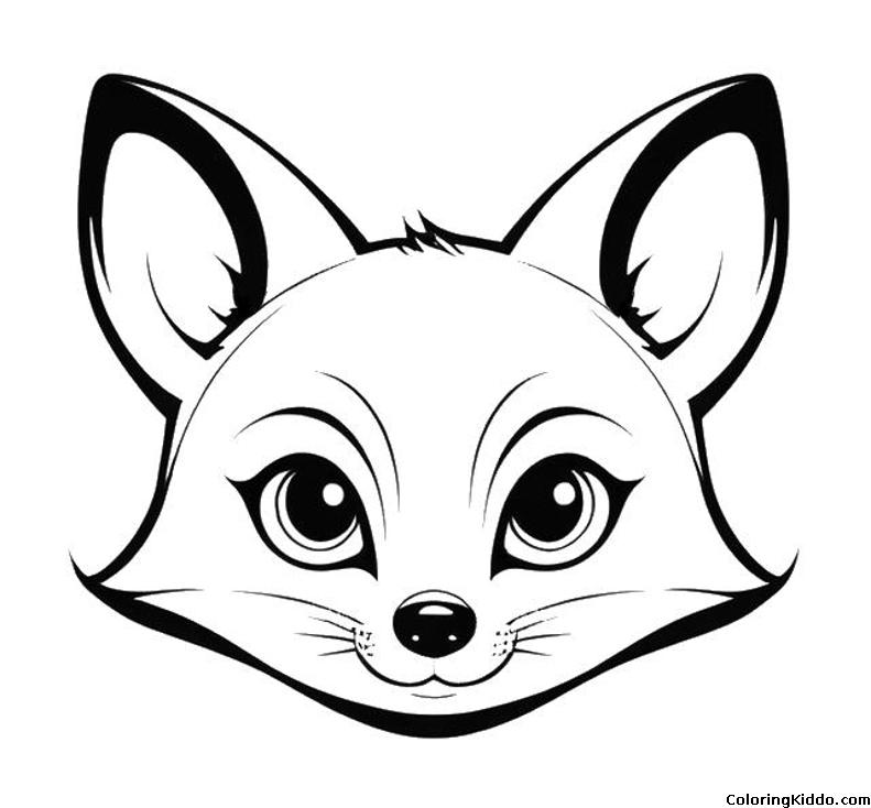 coloring page of a smiling fox face