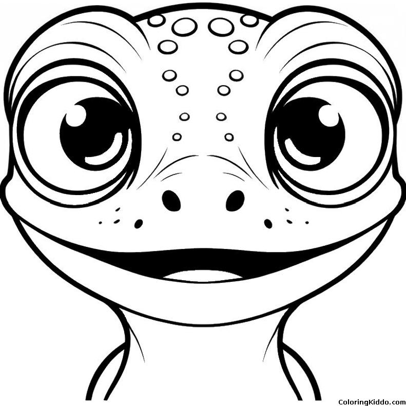 coloring page of a smiling gecko face