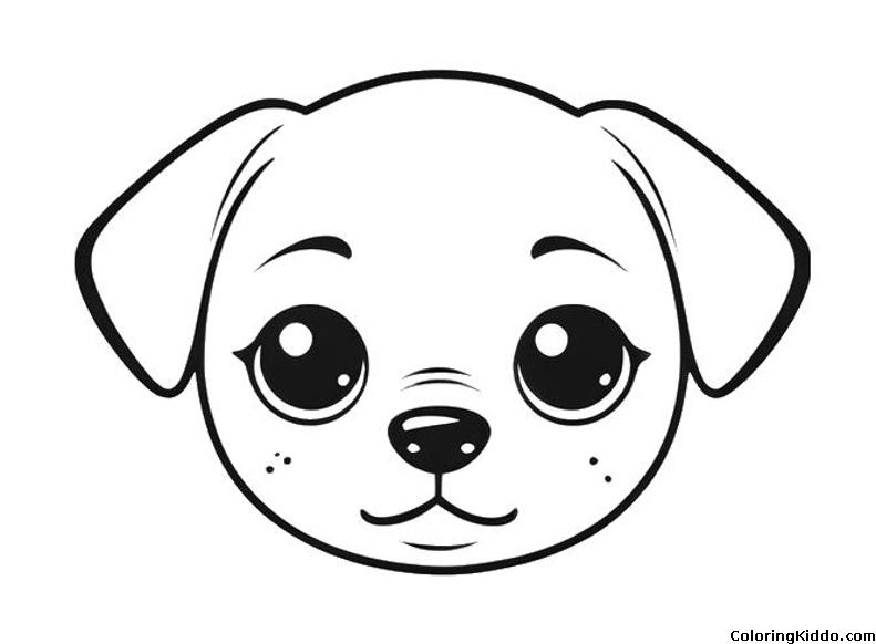 coloring page of a young dog face