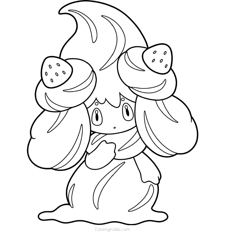 Alcremie shows off its delightful strawberry toppings with a sweet and gentle pose!