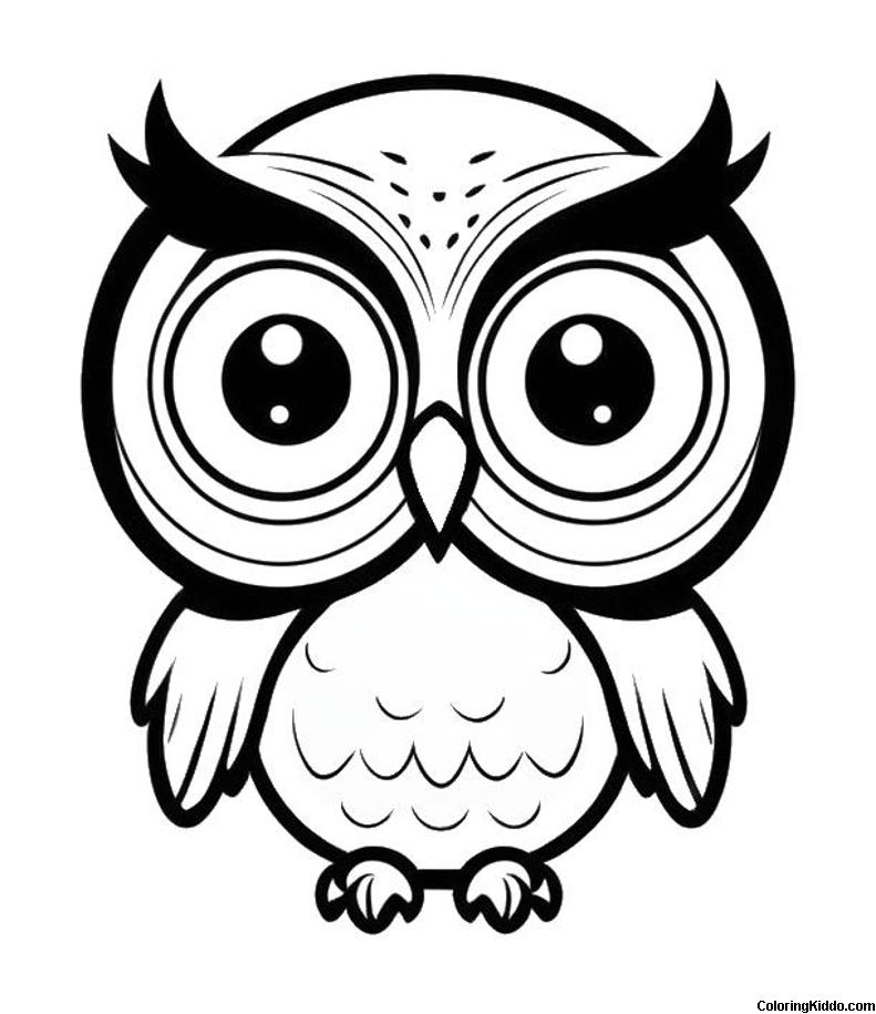 coloring page of an owl with big eye brows
