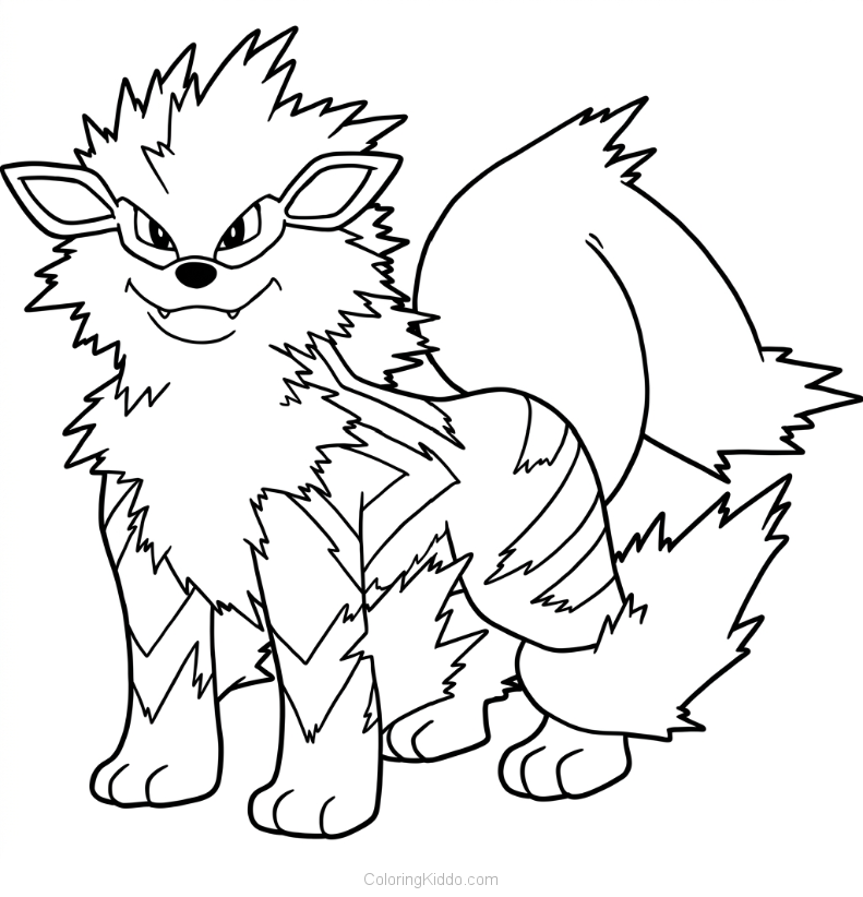 Arcanine stands tall and proud, its shaggy mane framing a determined gaze!