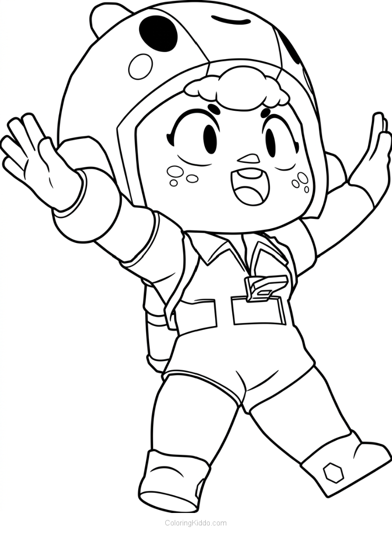 Bea waves hello with a big smile, ready for a buzzing good time!