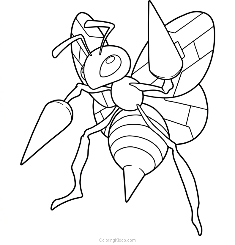 This awesome Beedrill shows off its amazing twin stingers, sharp and super cool!