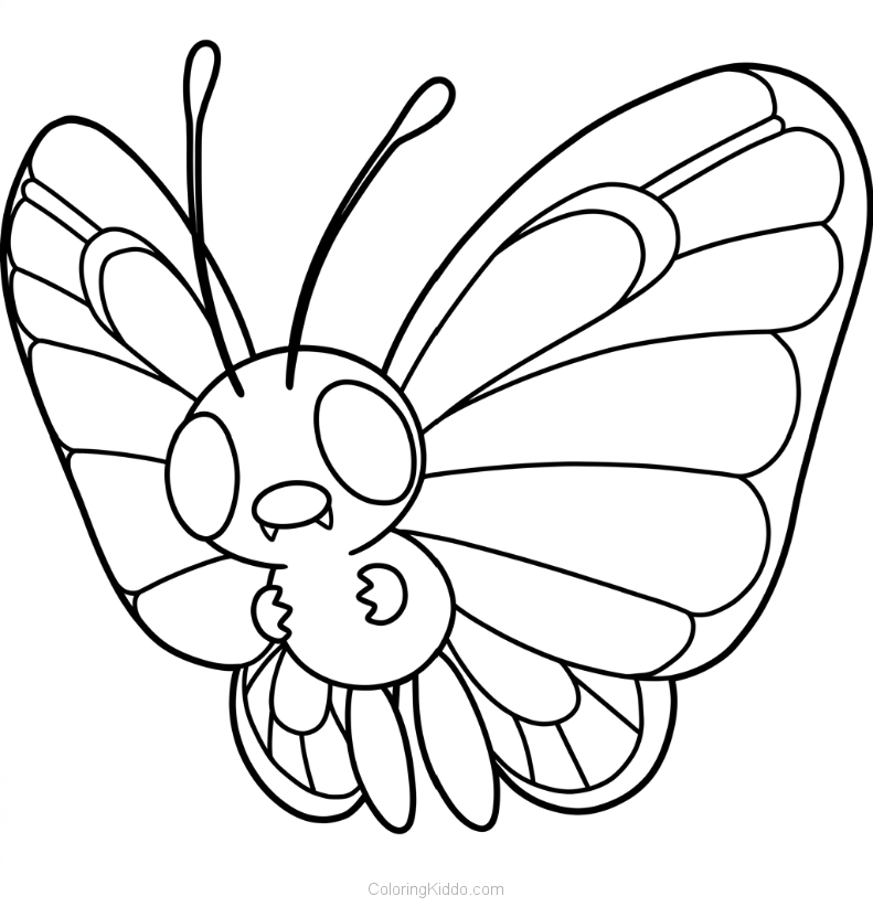 Butterfree spreads its beautiful wings wide, soaring gracefully through the sky!