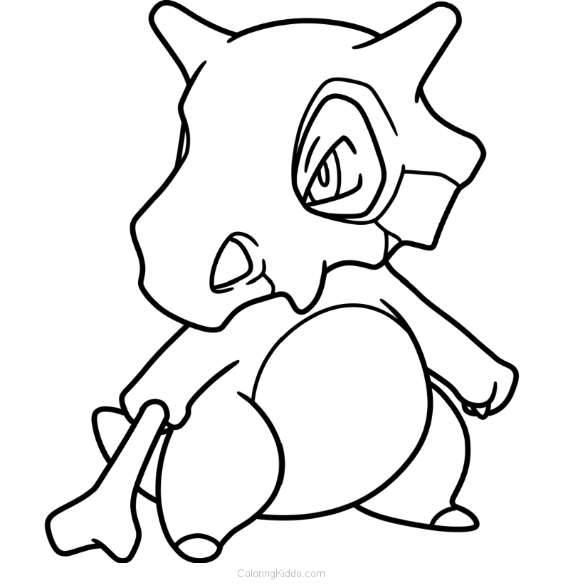 Cubone sits quietly with its trusty bone, looking brave under its big skull helmet!
