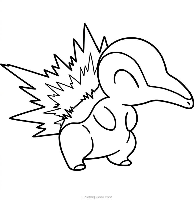 Cyndaquil the Fire Mouse Pokémon glows with intense flames, heating up your coloring page!