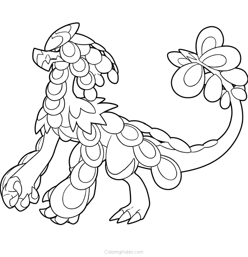 Kommo-o stands tall and mighty, showing off its powerful stance and tough scaly armor!
