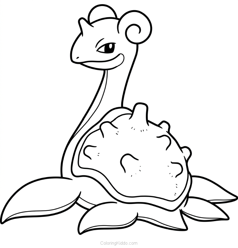 The gentle Lapras rests calmly with its beautiful shell, ready to carry friends across the sea!