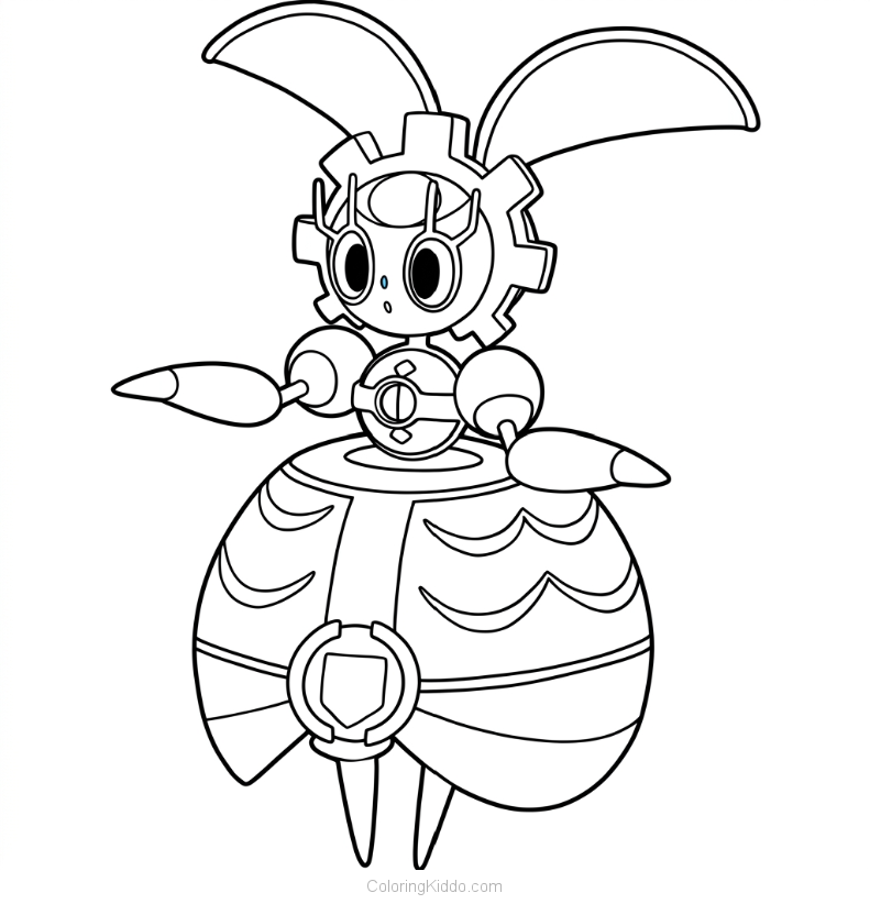 Magearna proudly displays its magnificent gear head and elegant metallic body, a truly special Pokémon!