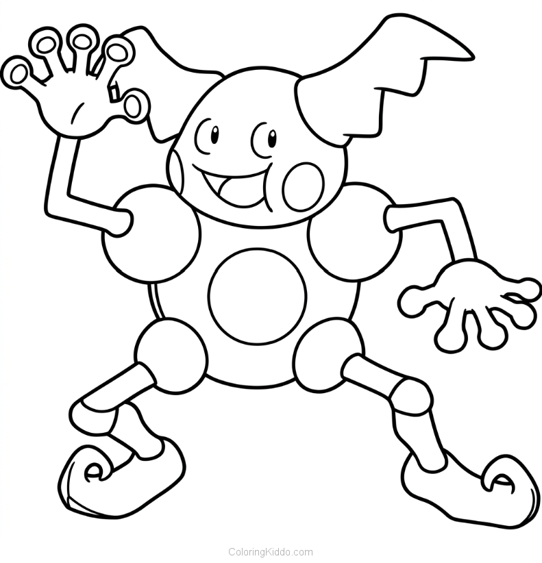 Mr. Mime spreads its arms wide and puts on a show — this playful performer loves to entertain!