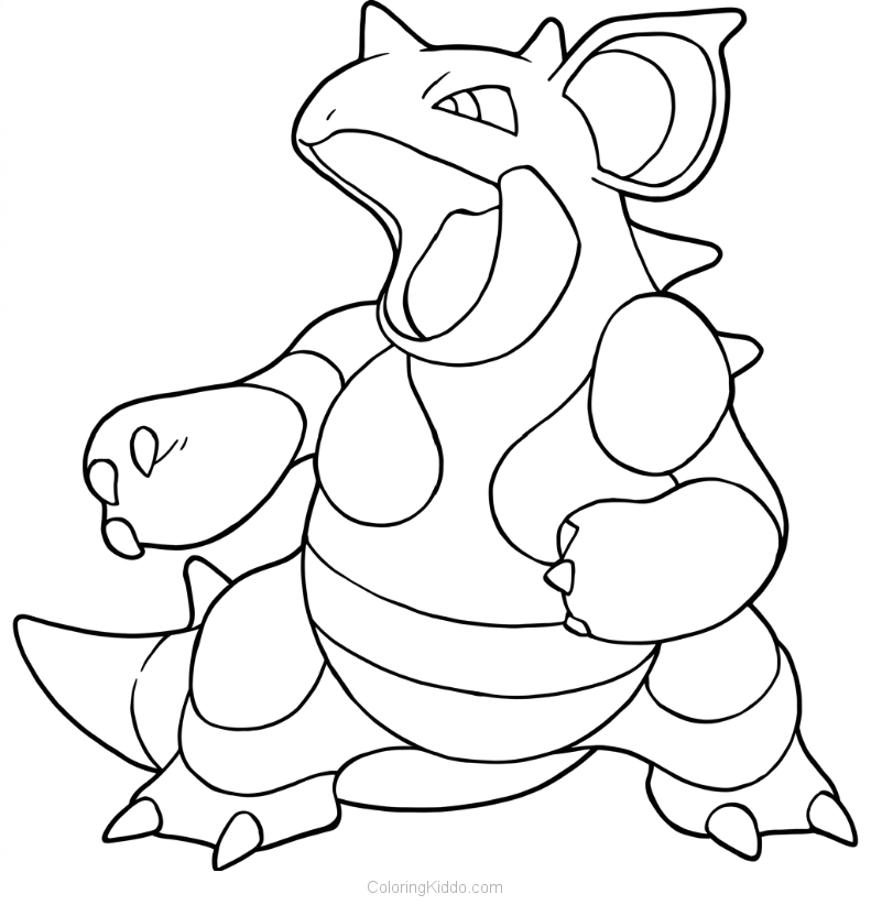 Nidoqueen opens her mouth wide, letting out a powerful roar and showing off her strength!