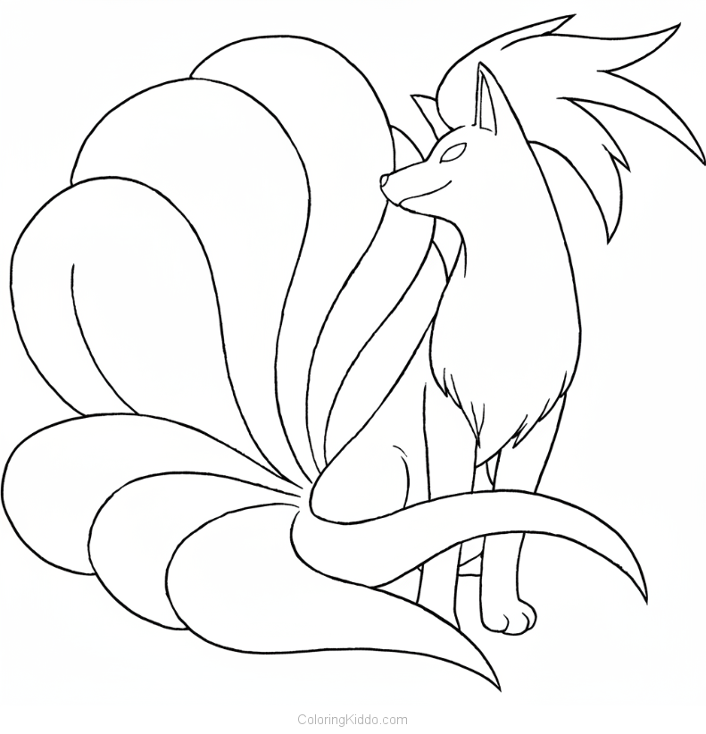 Ninetales proudly shows off its magnificent nine tails, shimmering with ancient power!