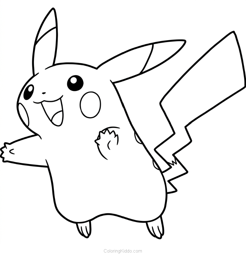 Pikachu beams with a wide, joyful smile, excited for a day of fun!