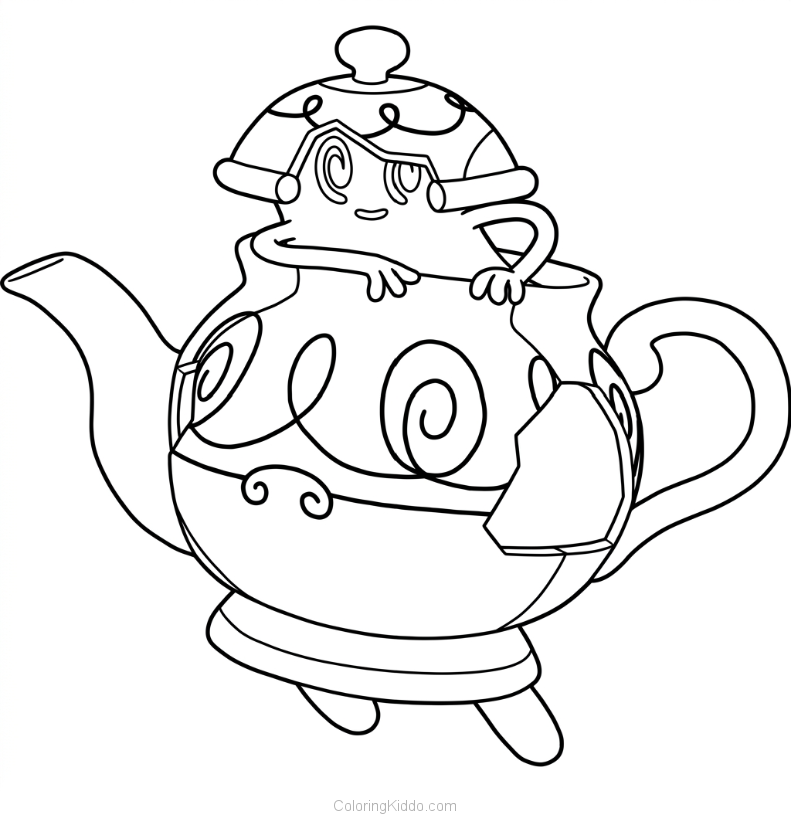 Polteageist peeks from its fancy teapot, ready to share a friendly surprise!