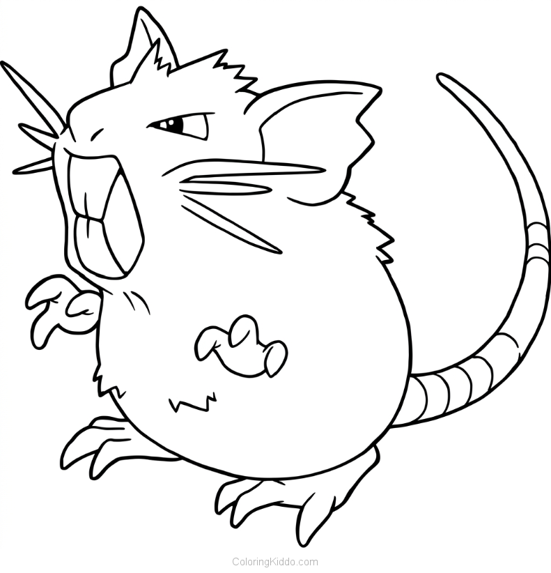 Raticate opens its mouth wide, ready to let out a powerful roar and show its strength!