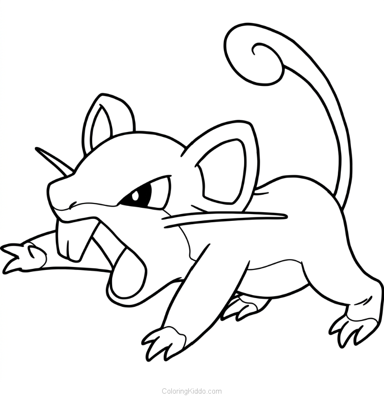 Rattata grins wide and shows off its impressive fangs, perfect for munching on hard things!