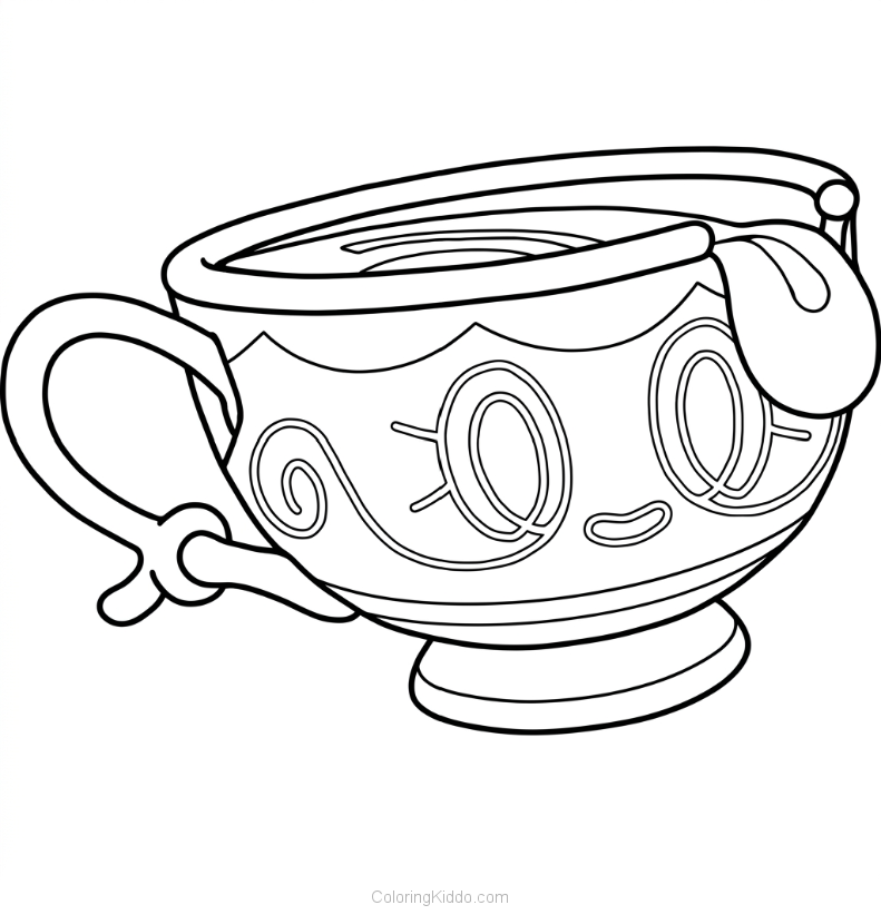 Sinistea floats gracefully as a charming teacup with a sweet, happy face!