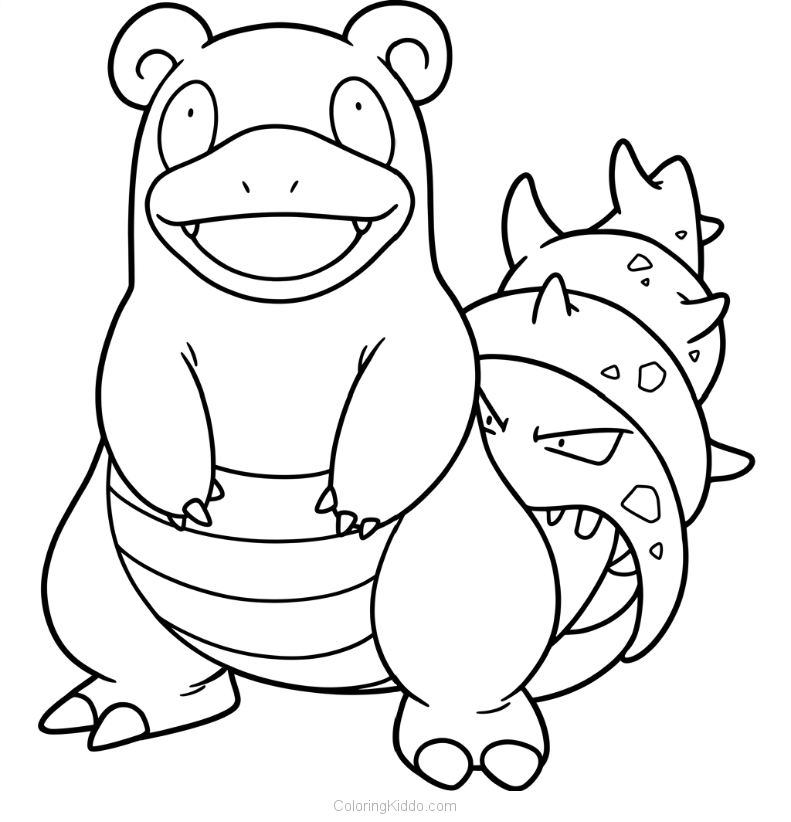 Slowbro doesn't have a care in the world, even with a Shellder chomping on its tail!