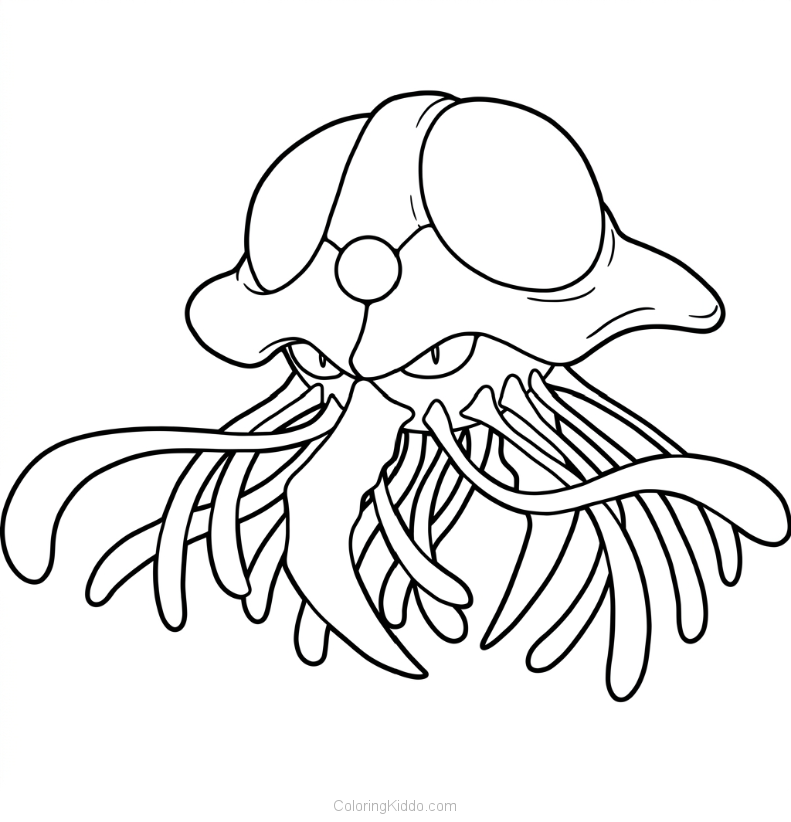 The mighty Tentacruel spreads its tentacles wide, glowing gems shining bright on its head!