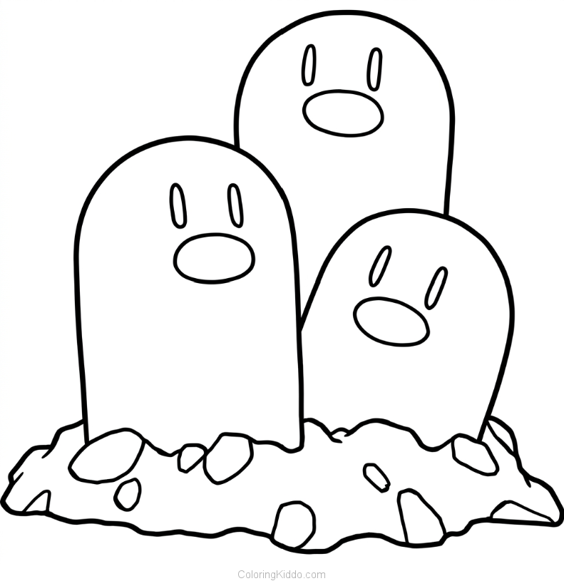 Three friendly Diglett peek out from their comfy hole, ready for fun and adventure!