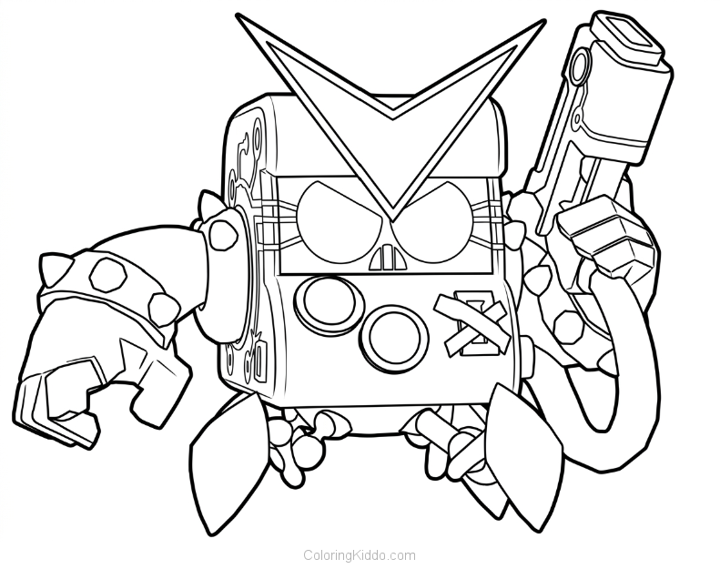 Virus 8-Bit aims his big laser blaster, ready to power up for victory!