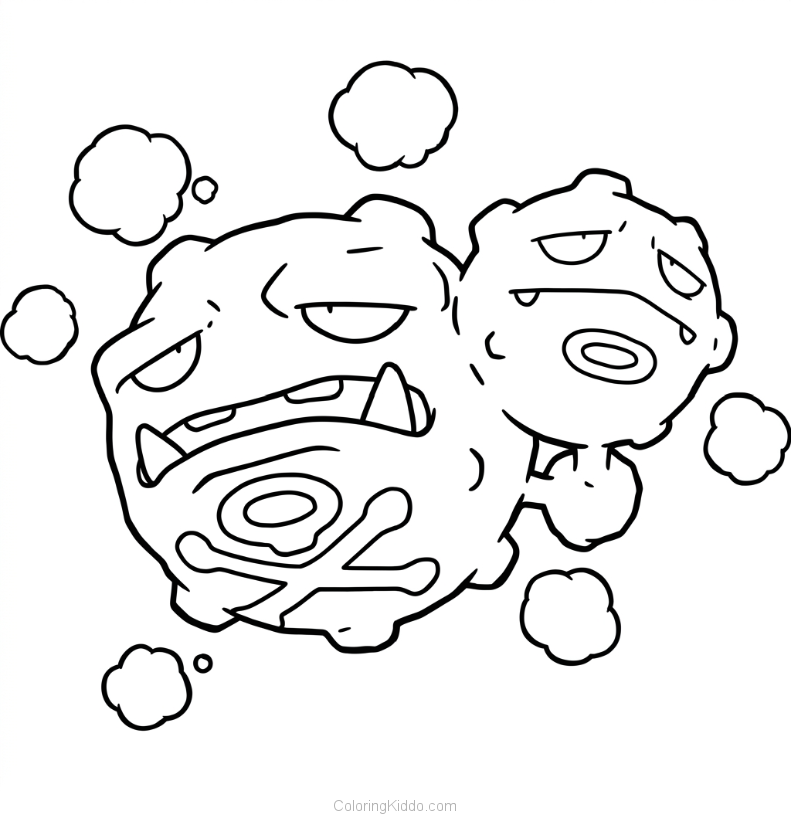 Weezing floats along in a cloud of puffs — this grumpy-looking duo is tougher than it seems!